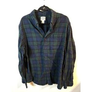 L.L. Bean Shirt Mens L Green Plaid Tradition Fit Flannel Long Slv Button Down
